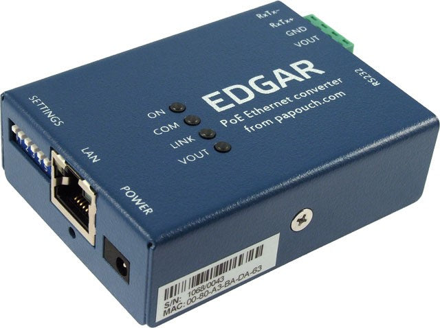 PoE-Ethernet-sarjapalvelin, tukee RS232- tai RS485-liitäntää