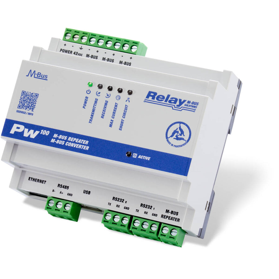 M-Bus converter for 100 devices with RS232C, RS485, USB, Ethernet